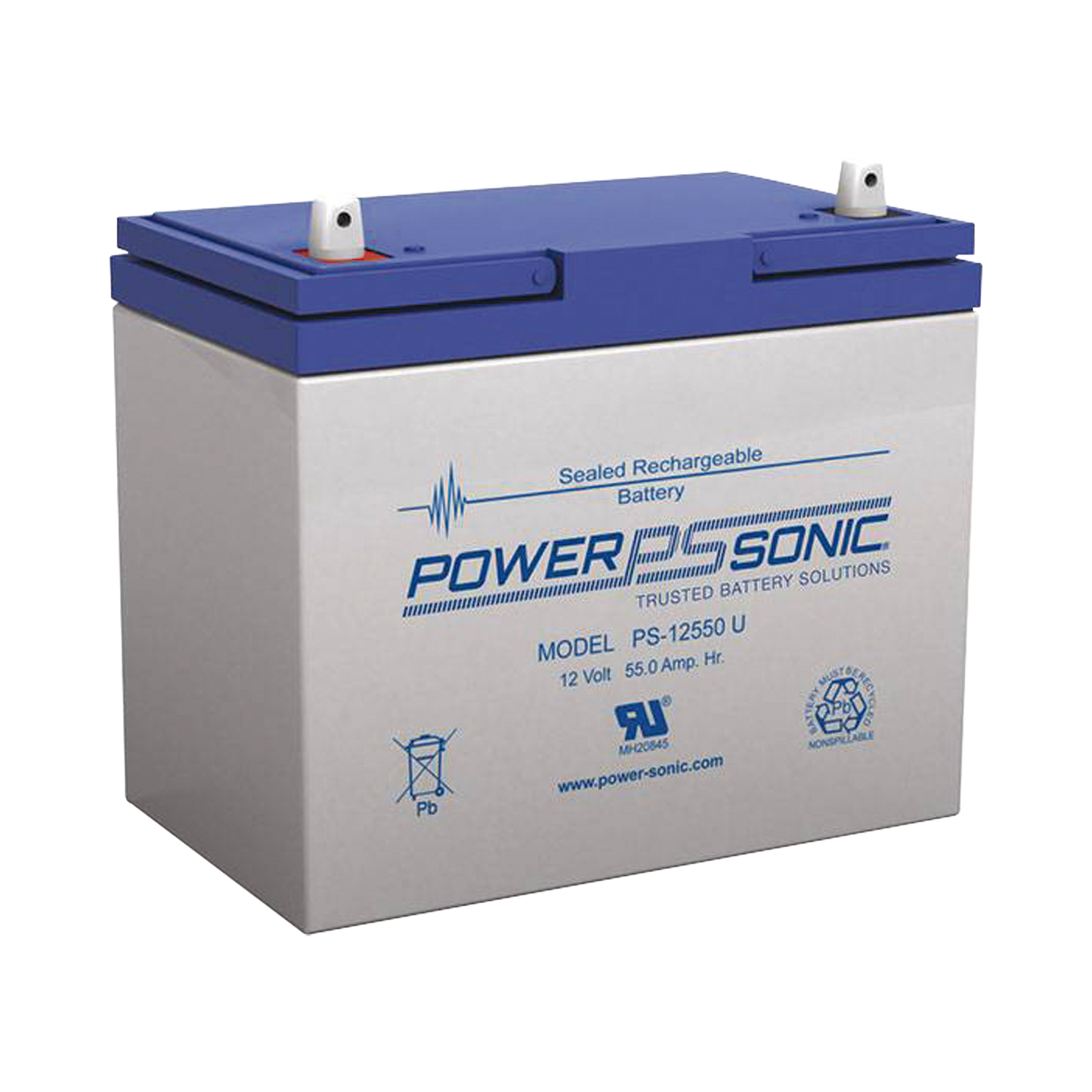 Batería 12V 55AH Para Respaldo AGM/VRLA 5 Años Vida Útil Terminales U Reconocida UL POWER SONIC PS-12550U - SILYMX