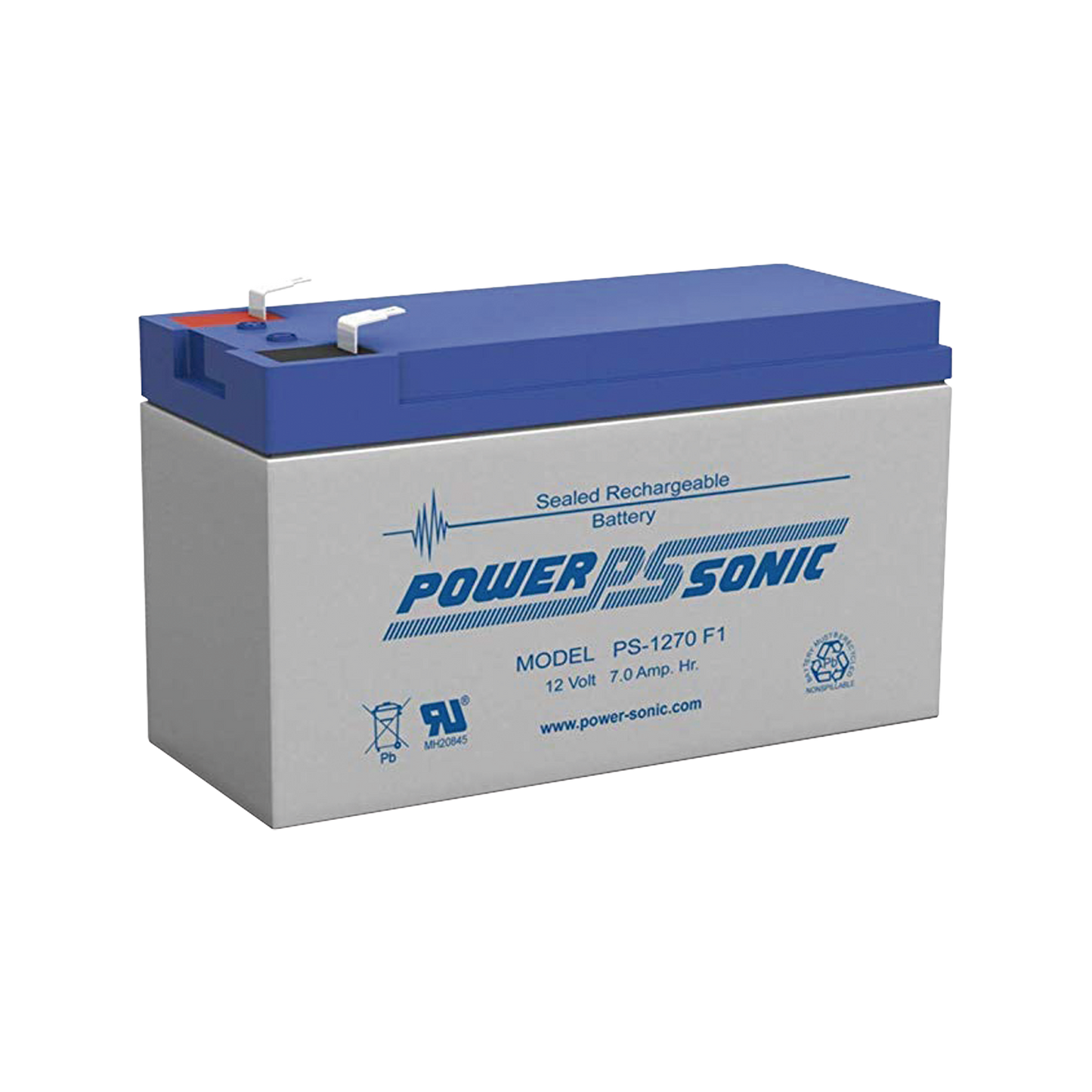 Batería 12V 7AH Para Respaldo AGM/VRLA 5 Años Vida Útil Terminales F1 Reconocida UL POWER SONIC PS-1270-F1 - SILYMX