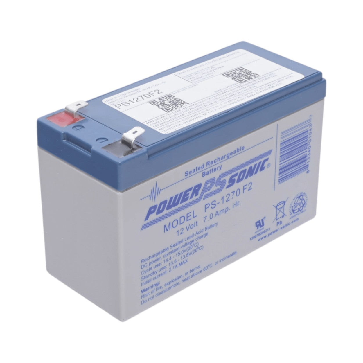 Batería de Respaldo POWER SONIC UL de 12V 7AH Terminales Tipo F2 PS-1270-F2 - SILYMX