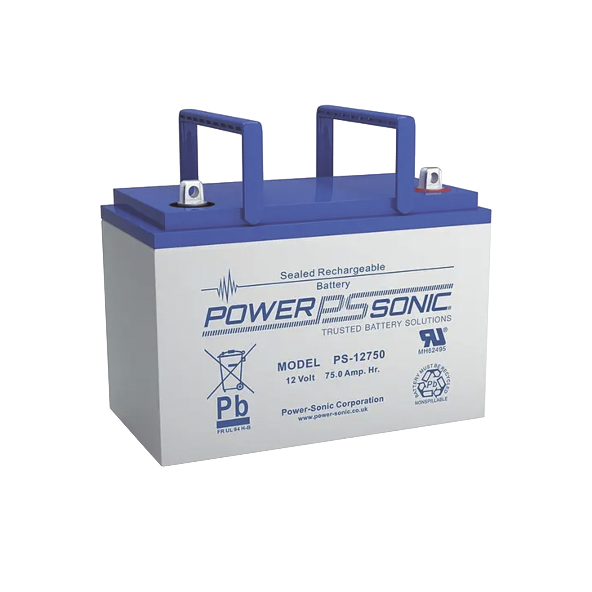 Batería 12V 78.6AH Para Respaldo AGM/VRLA 10-12 Años Vida Útil Terminales T6 Reconocida UL POWER SONIC PS-12750-T6 - SILYMX