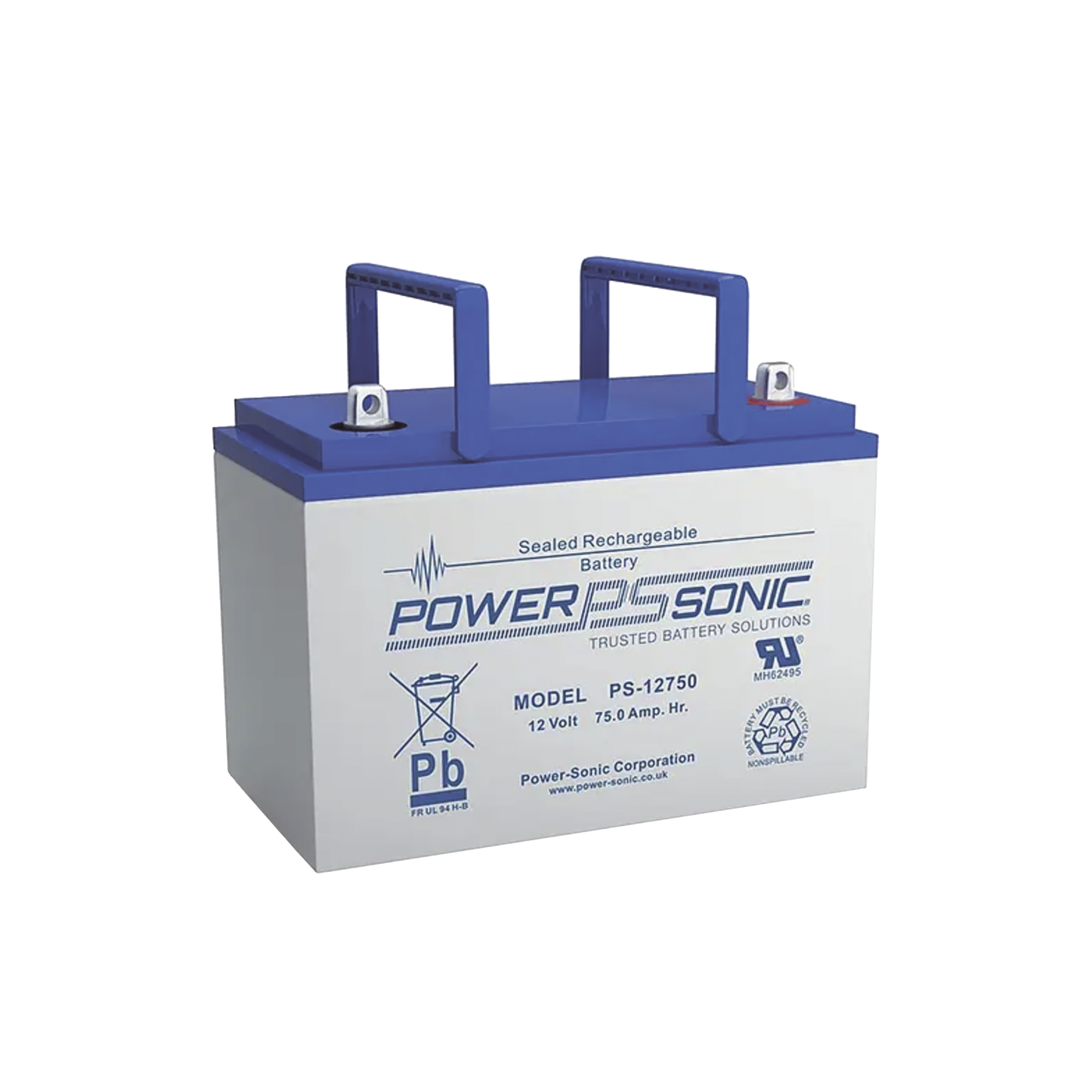 Batería 12V 78.6AH Para Respaldo AGM/VRLA 10-12 Años Vida Útil Terminales U Reconocida UL POWER SONIC PS-12750-U - SILYMX