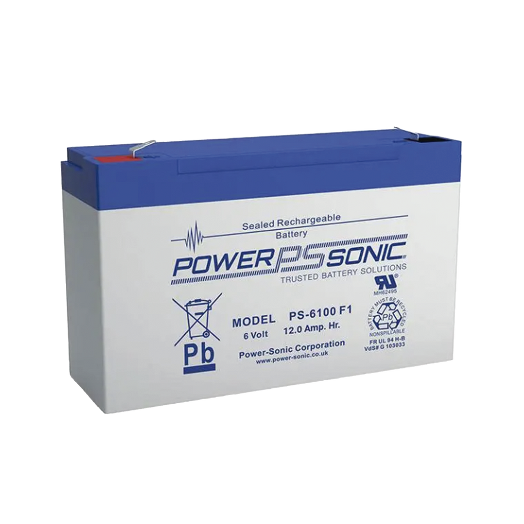 Batería 6V 12AH Para Respaldo AGM/VRLA 5 Años Vida Útil Terminales F2 Reconocida UL POWER SONIC PS-6100-F2 - SILYMX