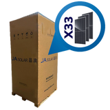 Pallet con 33 piezas de panel Solar JA Solar N-Type Double Glass Bifacial de 715W