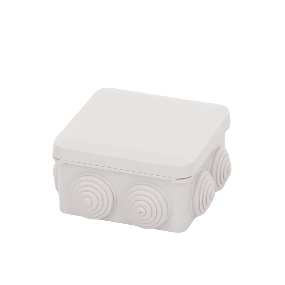 Caja Derivación-Conexión de Plástico (8.9 X 8.9 X 5.0 cm) con 7 Glándulas de Goma - SILYMX