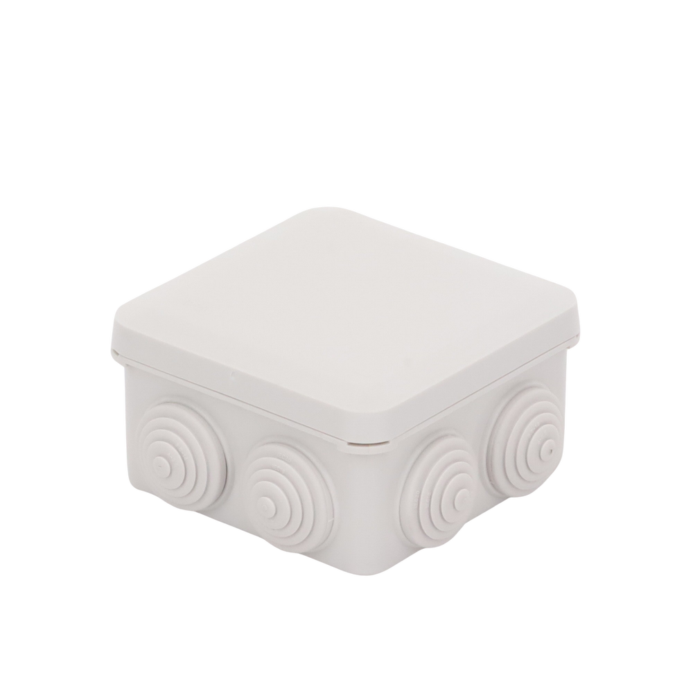 Caja Derivación-Conexión de Plástico (8.9 X 8.9 X 5.0 cm) con 7 Glándulas de Goma - SILYMX