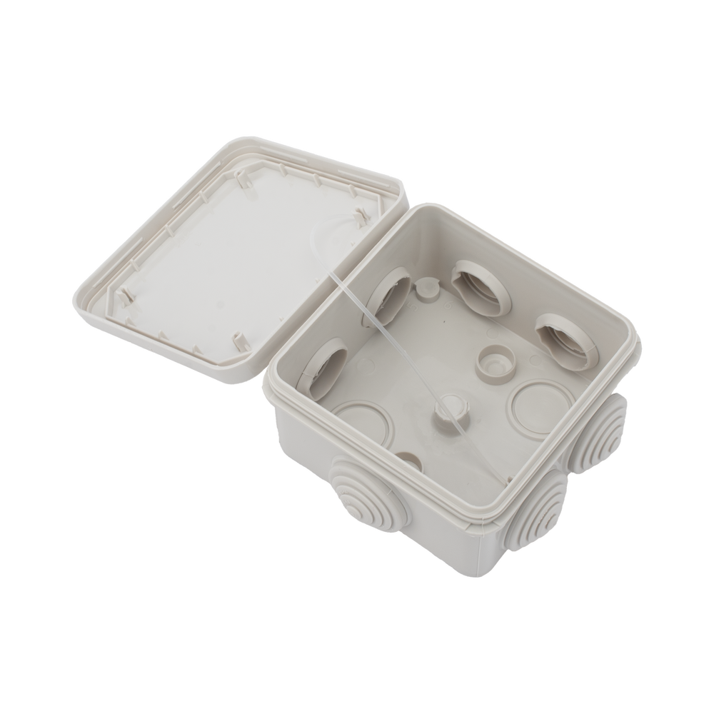 Caja Derivación-Conexión de Plástico (8.9 X 8.9 X 5.0 cm) con 7 Glándulas de Goma - SILYMX