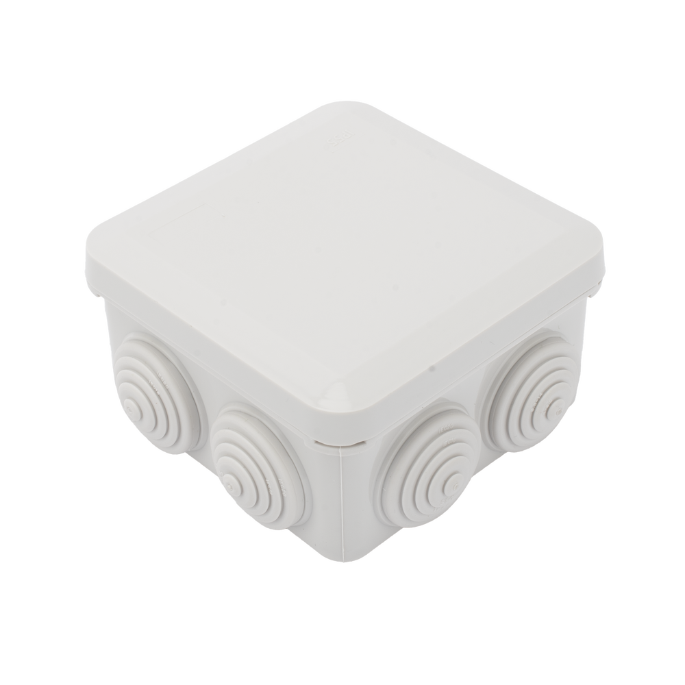 Caja Derivación-Conexión de Plástico (8.9 X 8.9 X 5.0 cm) con 7 Glándulas de Goma - SILYMX