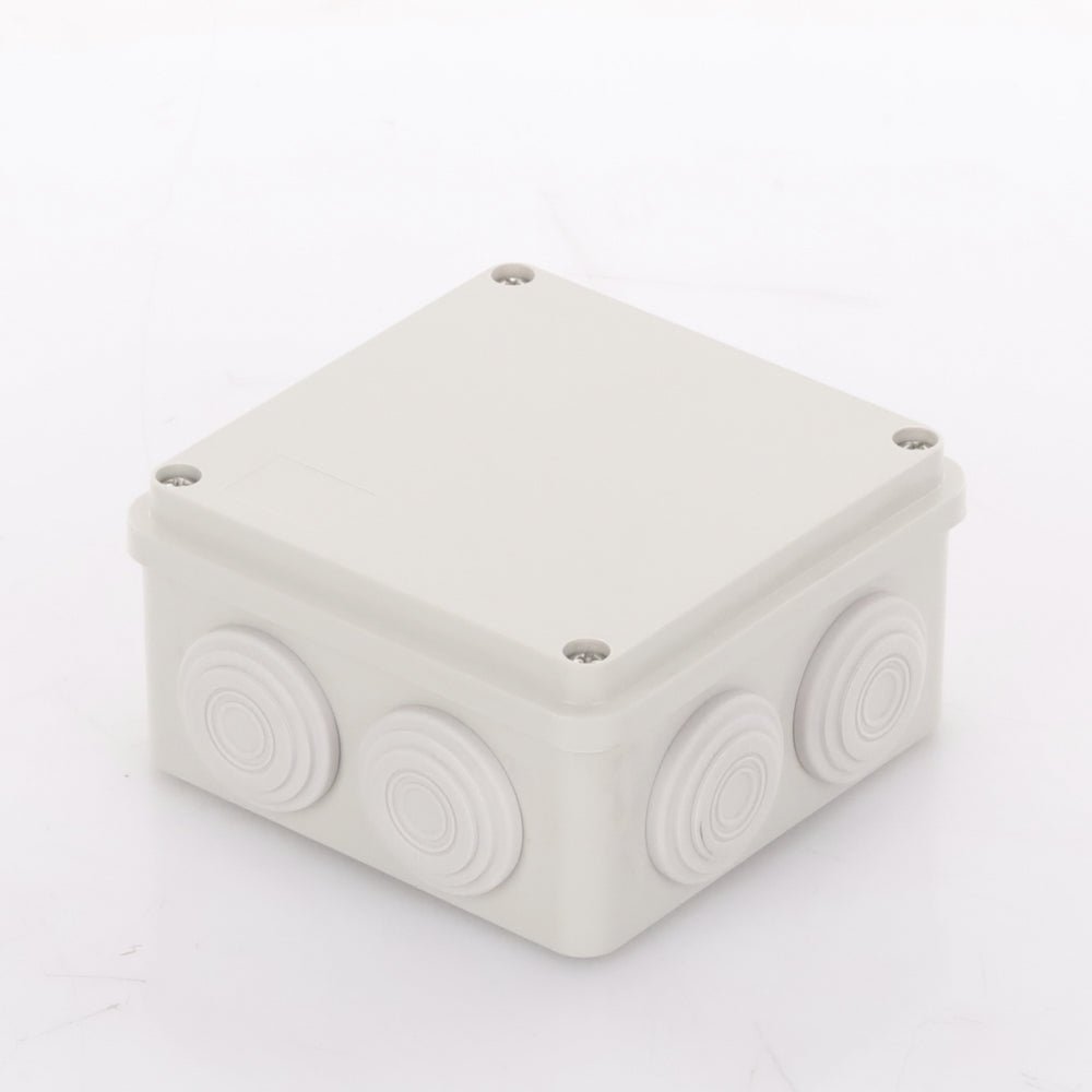 Caja Derivación-Conexión de Plástico (10 X 10 X 5.4 cm) con 6 Glándulas de Goma. - SILYMX