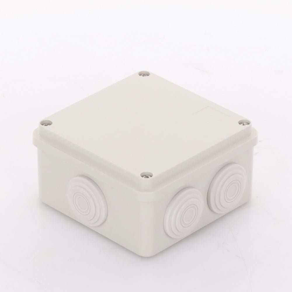 Caja Derivación-Conexión de Plástico (10 X 10 X 5.4 cm) con 6 Glándulas de Goma. - SILYMX