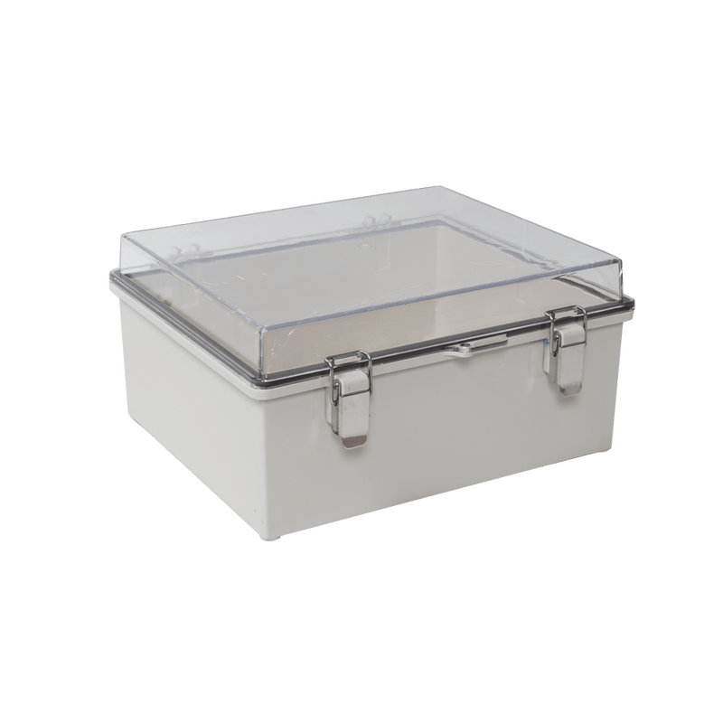 Gabinete Plástico ABS Puerta Transparente Uso en Intemperie IP66 (170 x 220 x 110 mm) Cierre por Broches Inoxidables - SILYMX