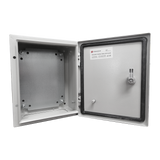 Gabinete de Acero IP66 Uso en Intemperie (250 x 300 x 150 mm) con Placa Trasera Interior y Compuerta Inferior Atornillable (Incluye Chapa y Llave) - SILYMX