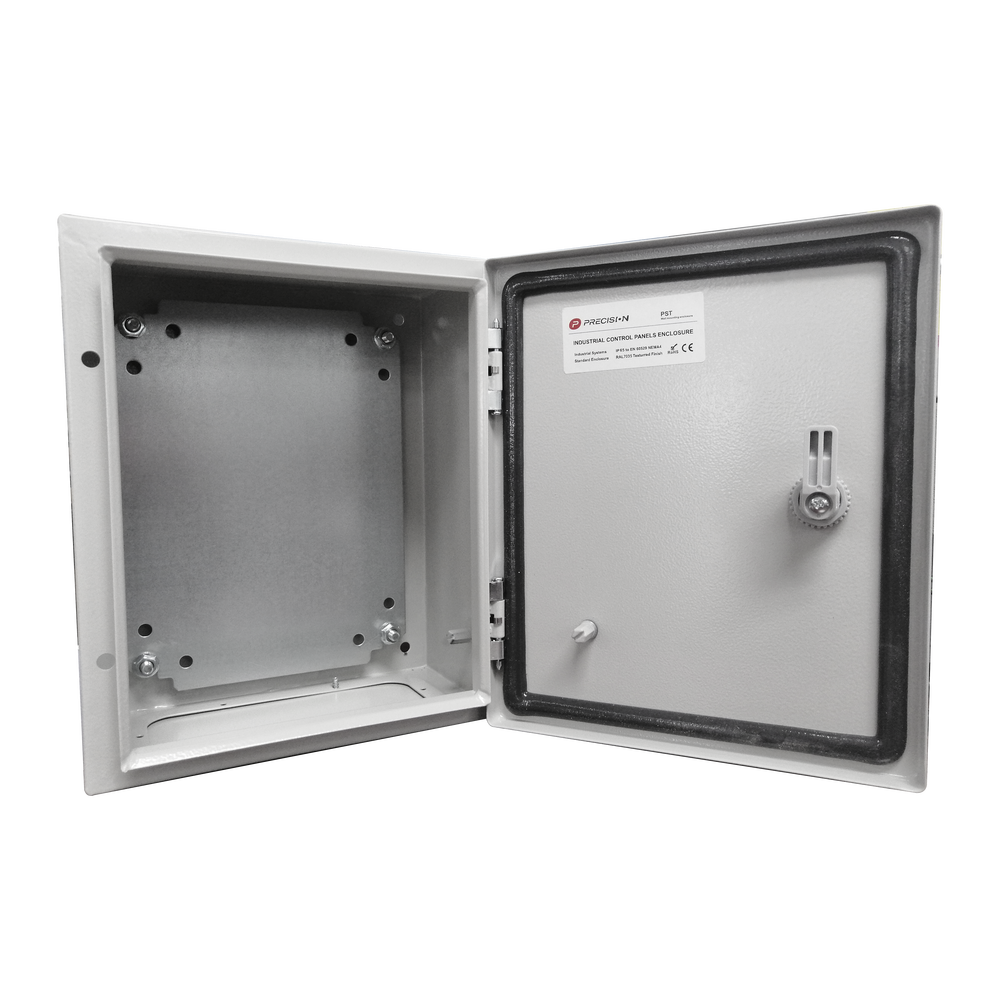 Gabinete de Acero IP66 Uso en Intemperie (250 x 300 x 150 mm) con Placa Trasera Interior y Compuerta Inferior Atornillable (Incluye Chapa y Llave) - SILYMX