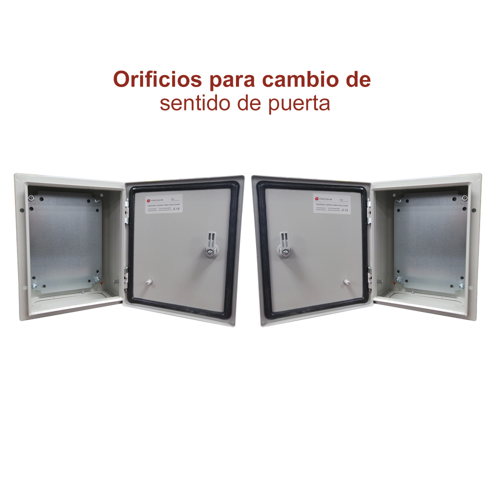 Gabinete de Acero IP66 Uso en Intemperie (250 x 300 x 150 mm) con Placa Trasera Interior y Compuerta Inferior Atornillable (Incluye Chapa y Llave) - SILYMX