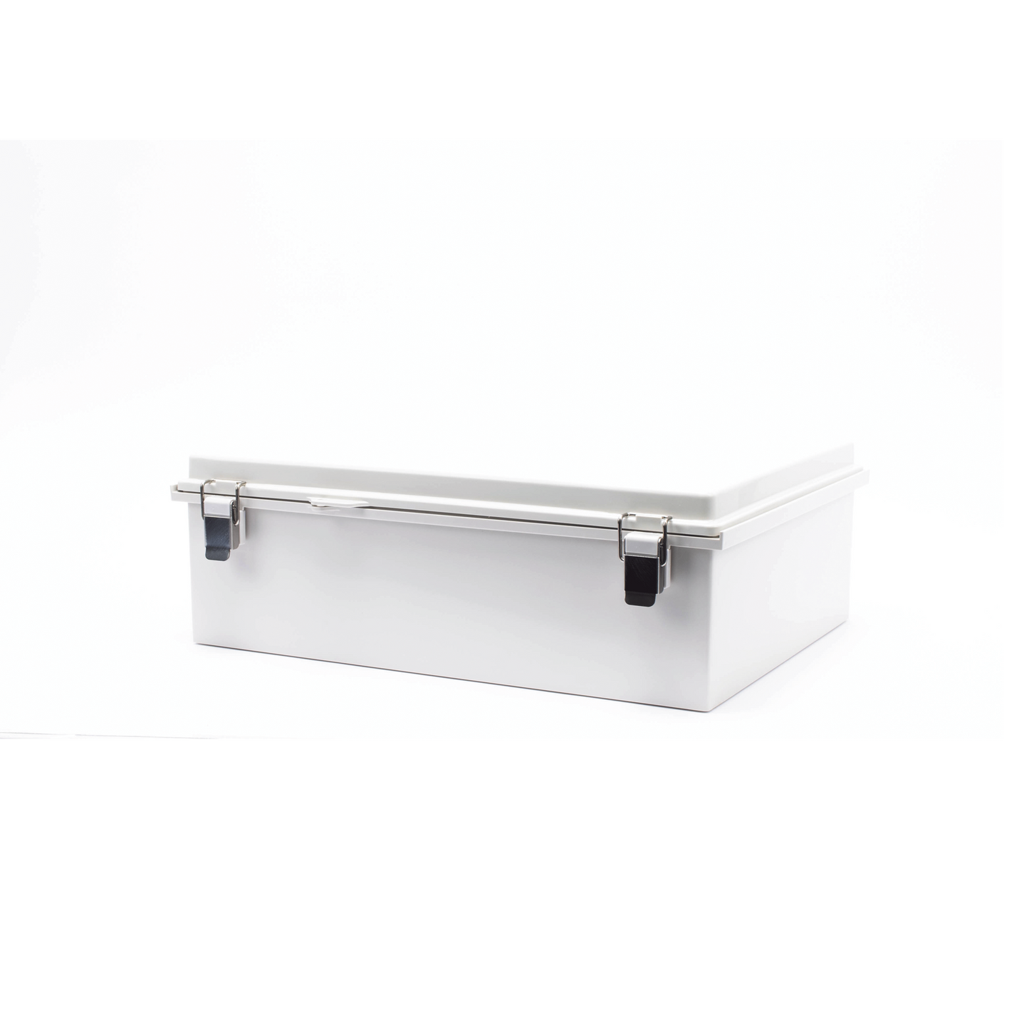 Gabinete de Plástico ABS, Uso en Intemperie IP66 (350 x 460 x 160 mm) Cierre por Broche Inoxidable y Permite Cerrado con Candado y Llave PST-3546-16E