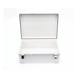 Gabinete de Plástico ABS, Uso en Intemperie IP66 (350 x 460 x 160 mm) Cierre por Broche Inoxidable y Permite Cerrado con Candado y Llave PST-3546-16E