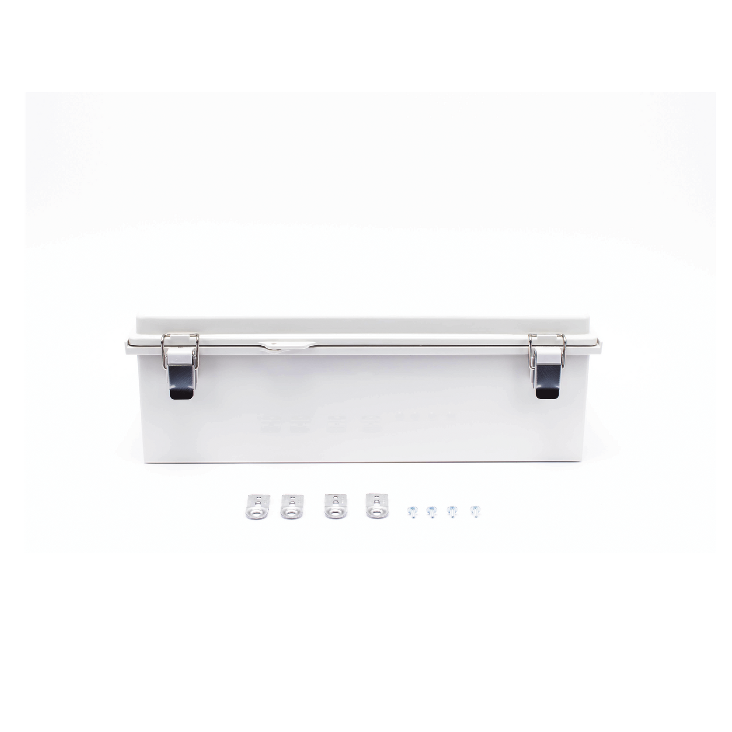 Gabinete de Plástico ABS, Uso en Intemperie IP66 (350 x 460 x 160 mm) Cierre por Broche Inoxidable y Permite Cerrado con Candado y Llave PST-3546-16E