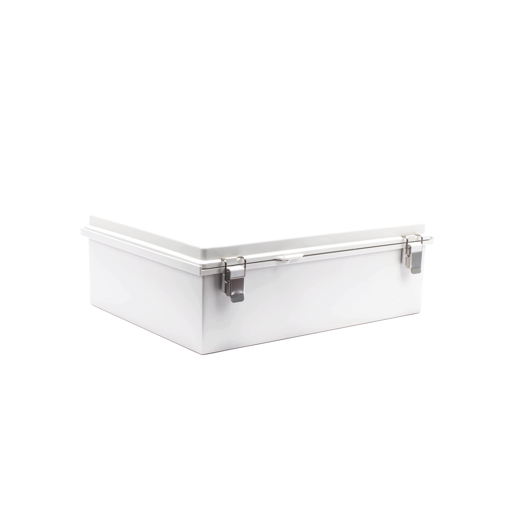 Gabinete de Plástico ABS, Uso en Intemperie IP66 (350 x 460 x 160 mm) Cierre por Broche Inoxidable y Permite Cerrado con Candado y Llave PST-3546-16E