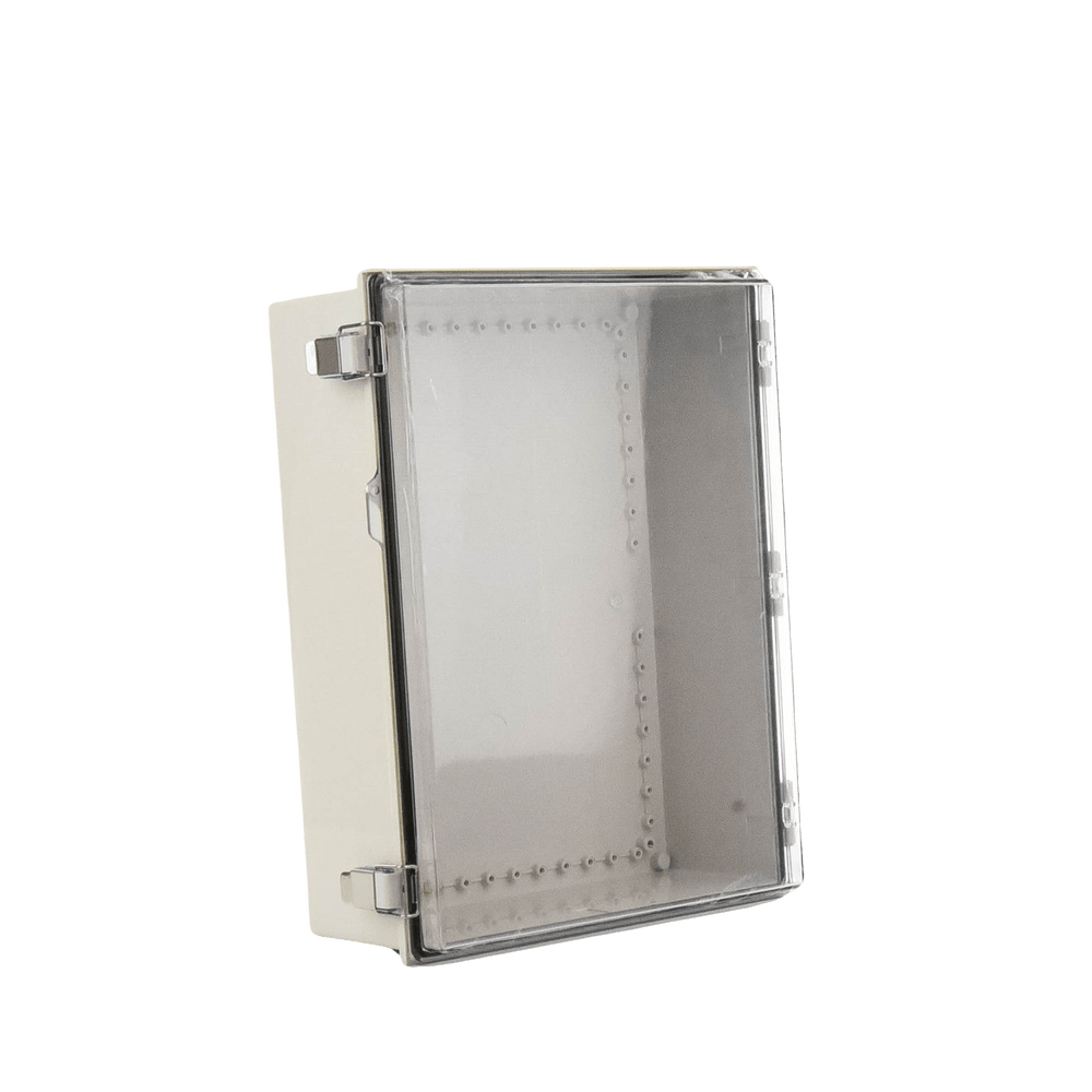 Gabinete Plástico ABS Puerta Transparente Uso Intemperie (350 x 460 x 160 mm) Cierre por Broches Inoxidables y Permite Cerrado con Candado Y Llave (Perno 5mm) - SILYMX