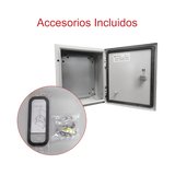 Gabinete de Acero IP66 Uso en Intemperie 400 x 400 x 200 mm con Placa Trasera Interior y Compuerta Inferior Atornillable PST-4040-20A - SILYMX