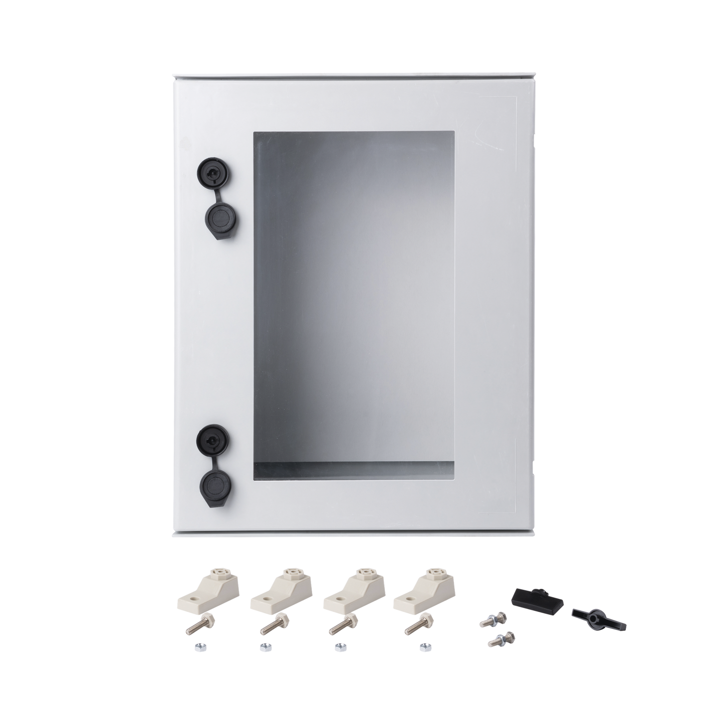 Gabinete de Poliéster IP65 Puerta Transparente Uso en Intemperie (400 x 500 x 200 mm) con Placa Trasera Interior (Incluye Chapa y Llave) - SILYMX