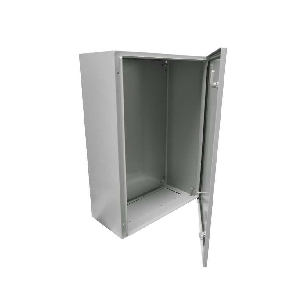Gabinete de Acero IP66 Uso en Intemperie (500 x 700 x 250 mm) con Placa Trasera Interior y Compuerta Inferior Atornillable (Incluye Chapa y Llave) - SILYMX