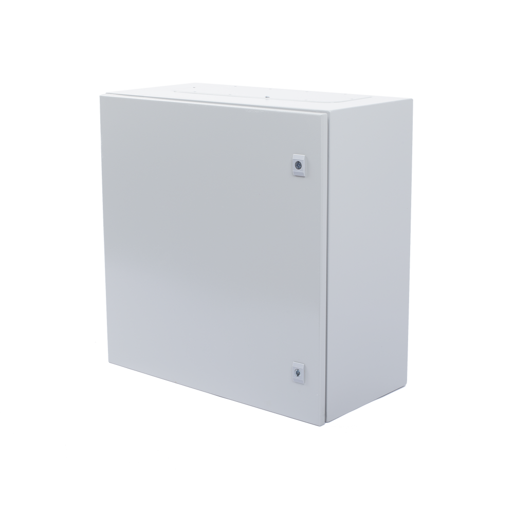 Gabinete de Acero IP66 Uso en Intemperie (600 x 600 x 300 mm) con Placa Trasera Interior y Compuerta Inferior Atornillable (Incluye Chapa y Llave) PST-6060-30A - SILYMX