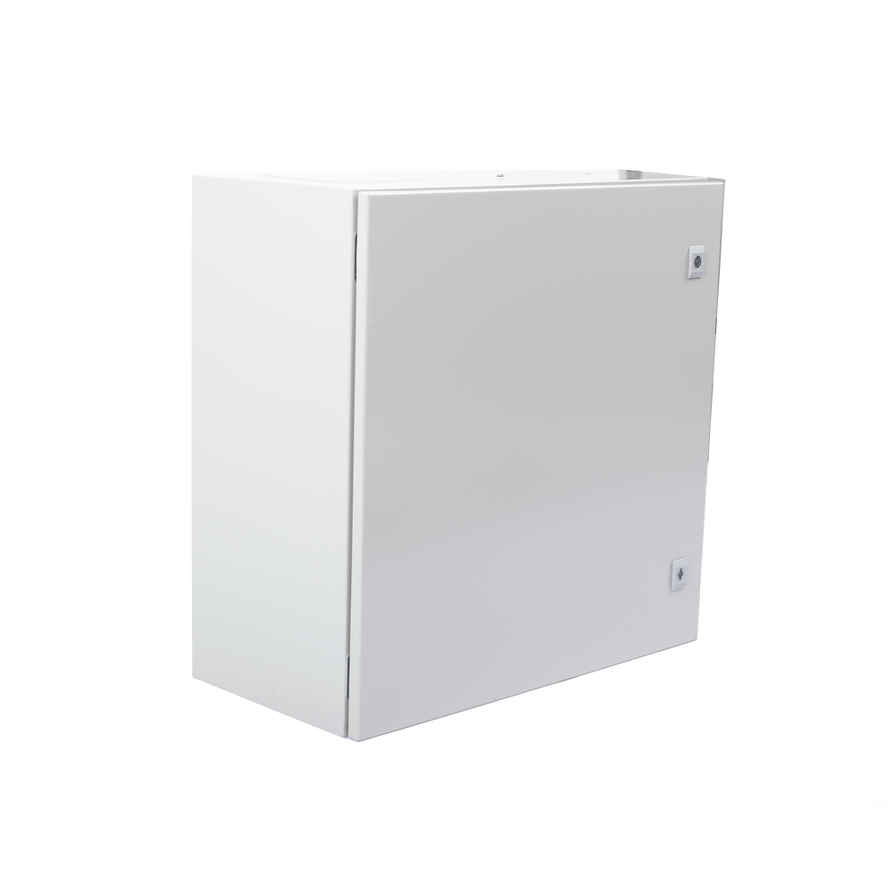 Gabinete de Acero IP66 Uso en Intemperie (600 x 600 x 300 mm) con Placa Trasera Interior y Compuerta Inferior Atornillable (Incluye Chapa y Llave) PST-6060-30A - SILYMX