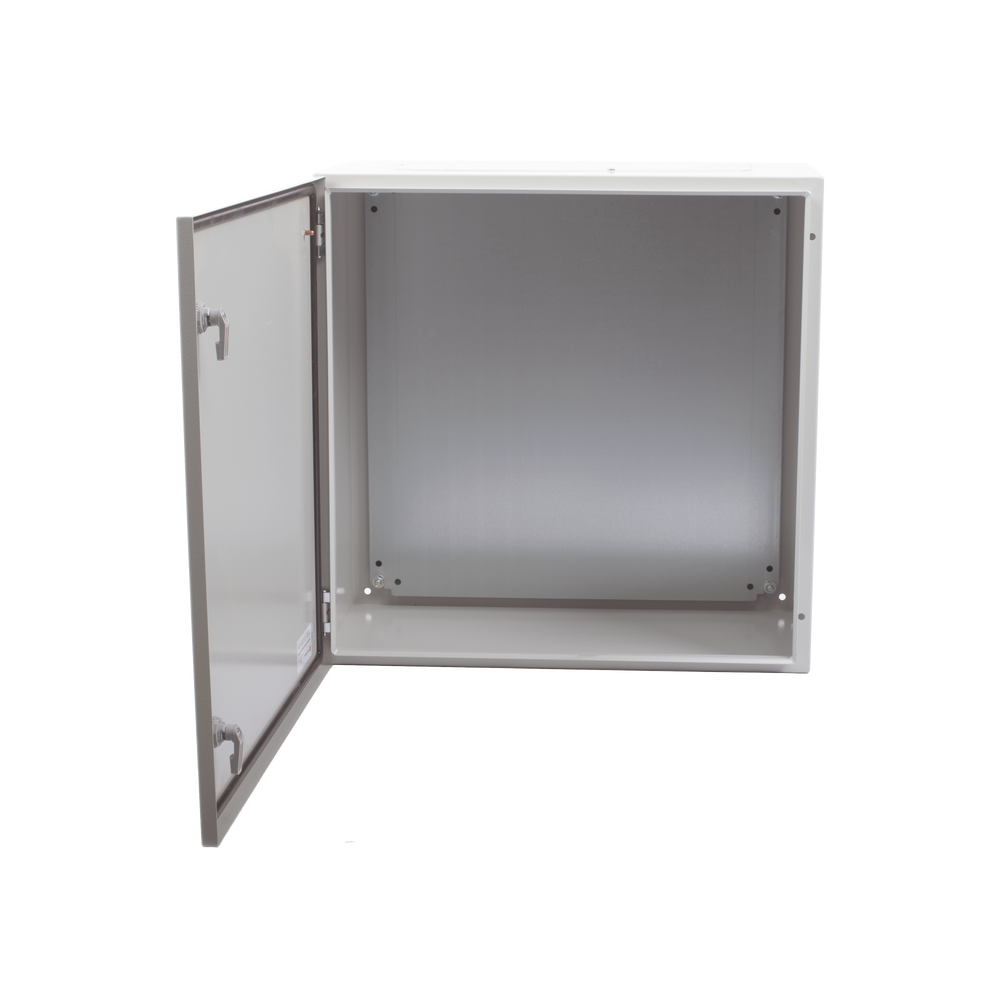 Gabinete de Acero IP66 Uso en Intemperie (600 x 600 x 300 mm) con Placa Trasera Interior y Compuerta Inferior Atornillable (Incluye Chapa y Llave) PST-6060-30A - SILYMX