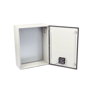 Gabinete Ventilado de Acero IP55 Uso en Exterior 600x800x300 mm con Placa Trasera Interior Metálica Ventilador PST-6080-30AV - SILYMX