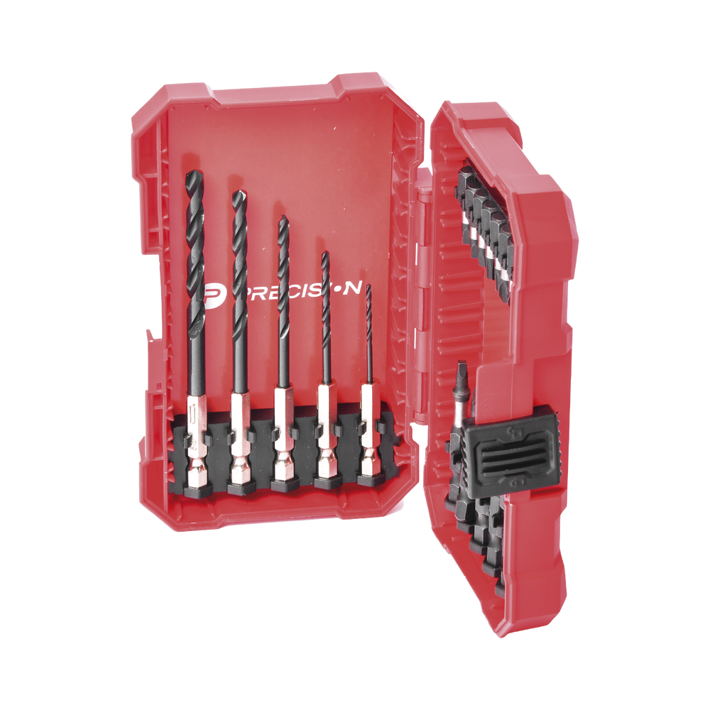 Juego de 18 Puntas y Brocas para Taladro con Entrada Hexagonal de 1/4" Incluye Estuche PST-C010-02 - SILYMX