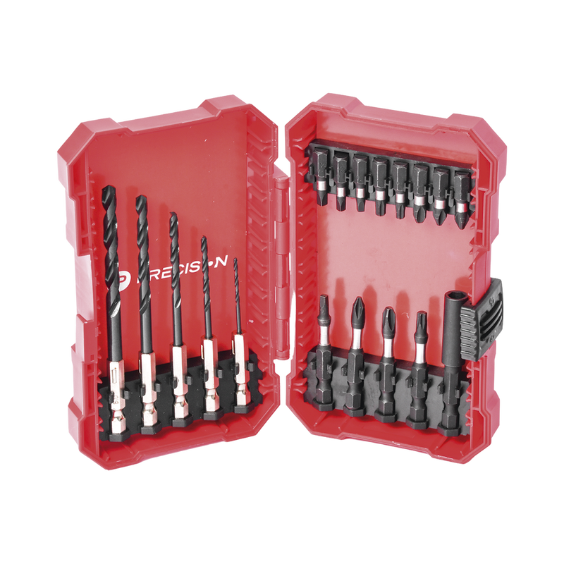 Juego de 18 Puntas y Brocas para Taladro con Entrada Hexagonal de 1/4" Incluye Estuche PST-C010-02 - SILYMX
