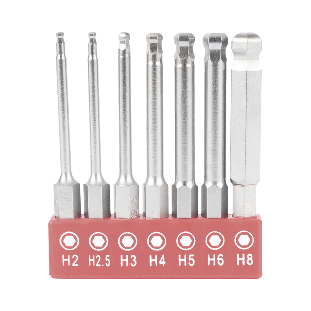 Juego de 7 Puntas Hexagonales Allen Milimétricas con Cabeza Redonda para Destornillador de entrada Hexagonal de 1/4" PST-C01-004 - SILYMX