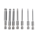 Juego de 7 Puntas Hexagonales Allen Milimétricas con Cabeza Redonda para Destornillador de entrada Hexagonal de 1/4" PST-C01-004 - SILYMX