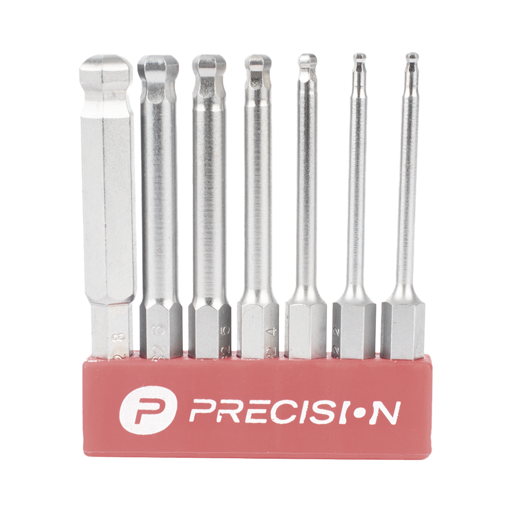 Juego de 7 Puntas Hexagonales Allen Milimétricas con Cabeza Redonda para Destornillador de entrada Hexagonal de 1/4" PST-C01-004 - SILYMX
