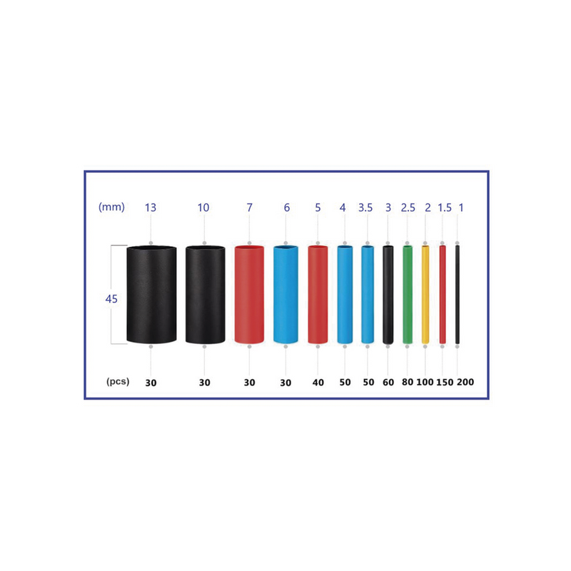 850 Tubos Termoencogibles Termofit 2:1 de 12 Diferentes Medidas PST-C04-002 - SILYMX