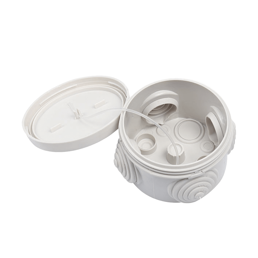 Caja Derivación-Conexión de Plástico Circular con 4 Glándulas de Goma (7 diámetro X 4.8 alto cm) - SILYMX