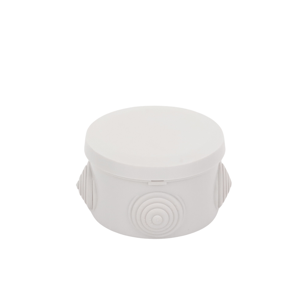 Caja Derivación-Conexión de Plástico Circular con 4 Glándulas de Goma (7 diámetro X 4.8 alto cm) - SILYMX