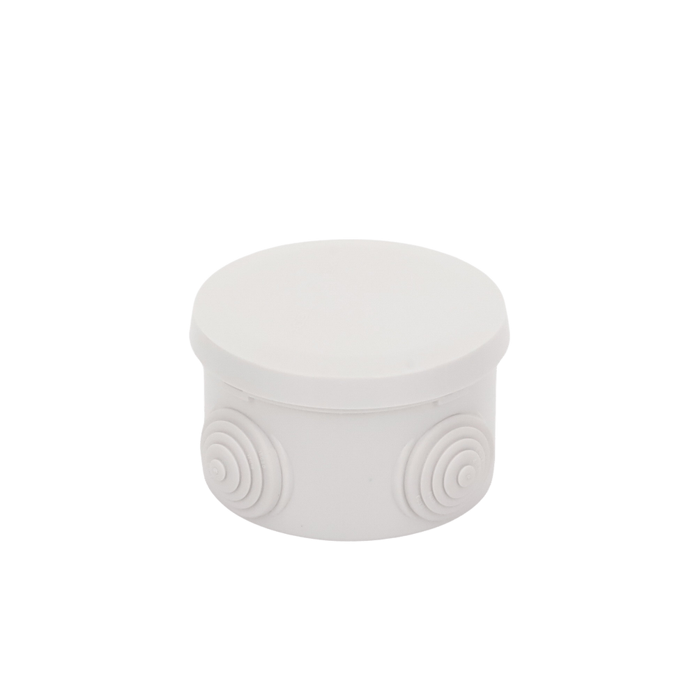 Caja Derivación-Conexión de Plástico Circular con 4 Glándulas de Goma (7 diámetro X 4.8 alto cm) - SILYMX
