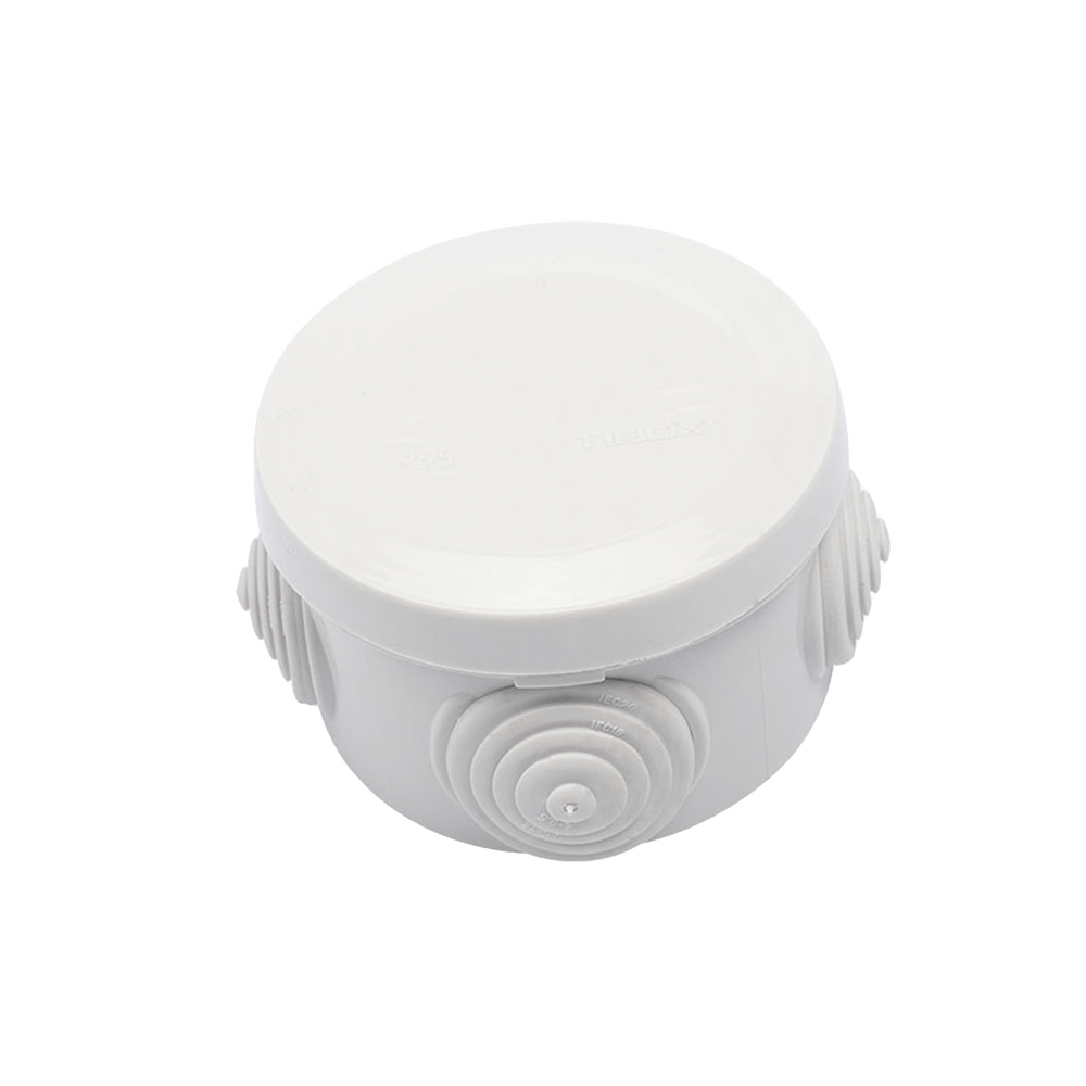 Caja Derivación-Conexión de Plástico Circular con 4 Glándulas de Goma (7 diámetro X 4.8 alto cm) - SILYMX