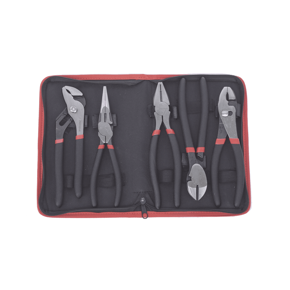 HerramientasPRECISIONPST-H010-03Juego de 5 Pinzas de 8" con Estuche Incluye: Pinza Mecánica Pinza para Tubo Pinza Eléctrica Pinza Corte Nariz Larga PST - H010 - 03 - SILYMX