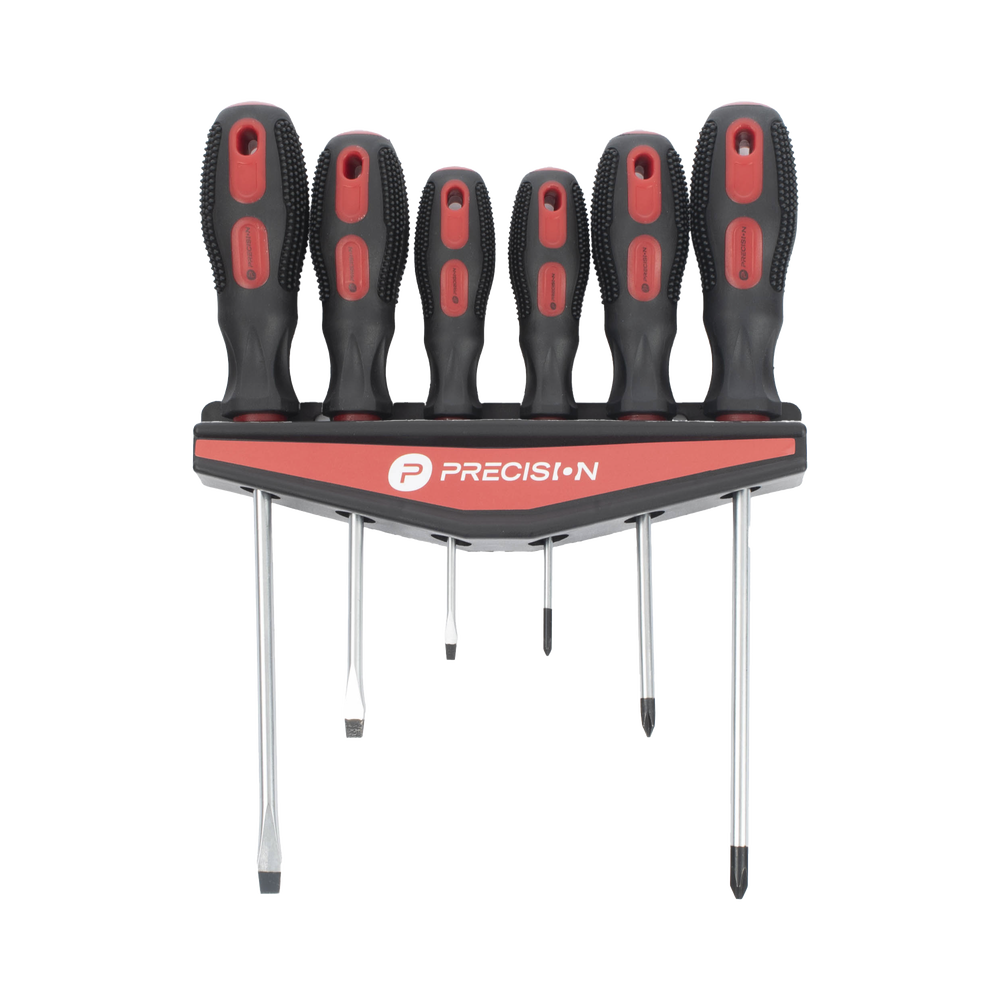 Juego de 6 desarmadores CrV con organizador y Mango Bicolor PST-H020-07 - SILYMX