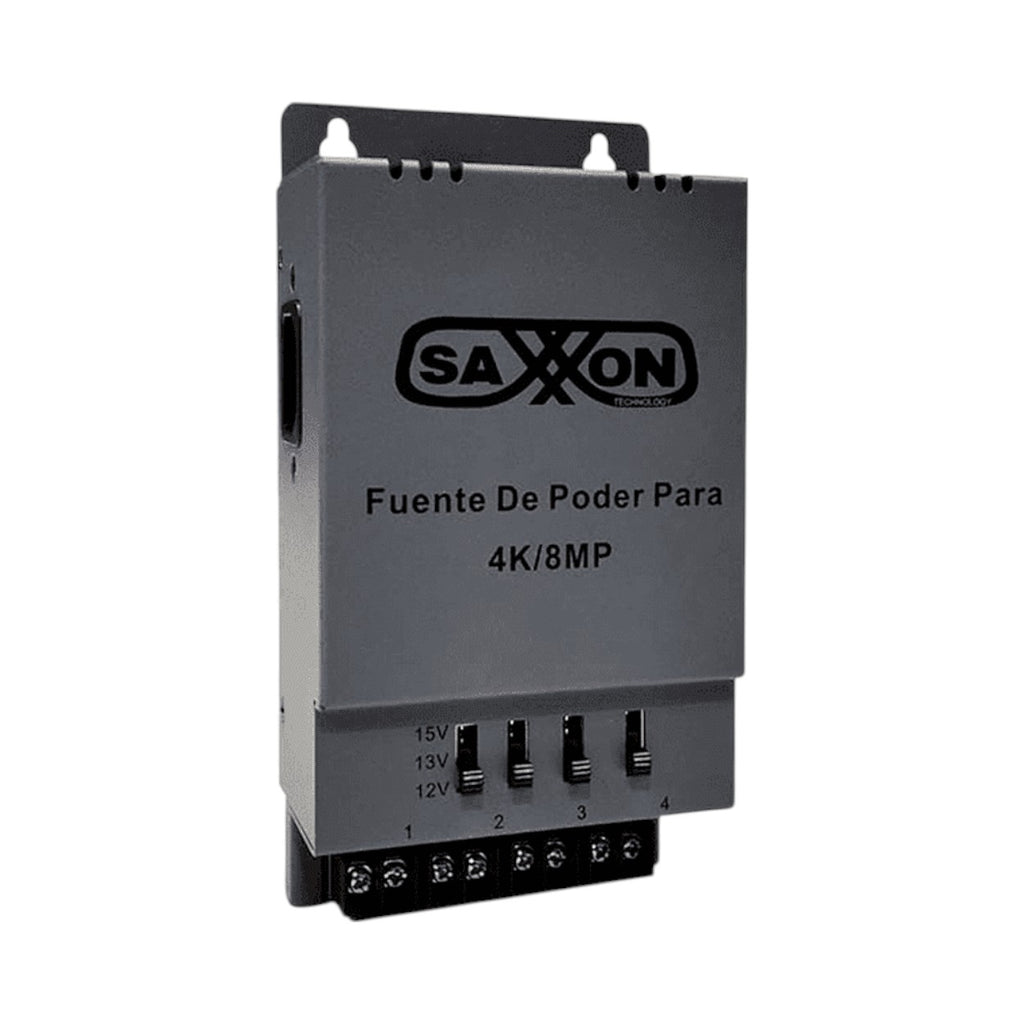 Fuente de poder Regulable Metálica Hasta 4 Canales Voltaje Ajustable 12V 13V o 15V cc Salida de Hasta 5 Amp Instalación en Pared PSU1205A-4K