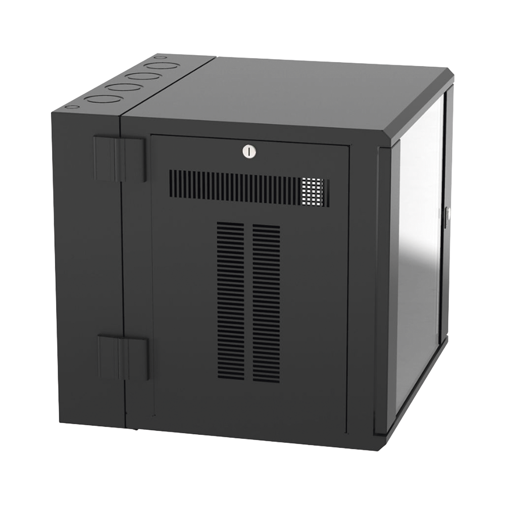 Gabinete PanZone de Montaje en Pared de 19in Puerta con Ventana de Seguridad 12 UR 635mm de Profundidad Color Negro PZWMC12W - SILYMX