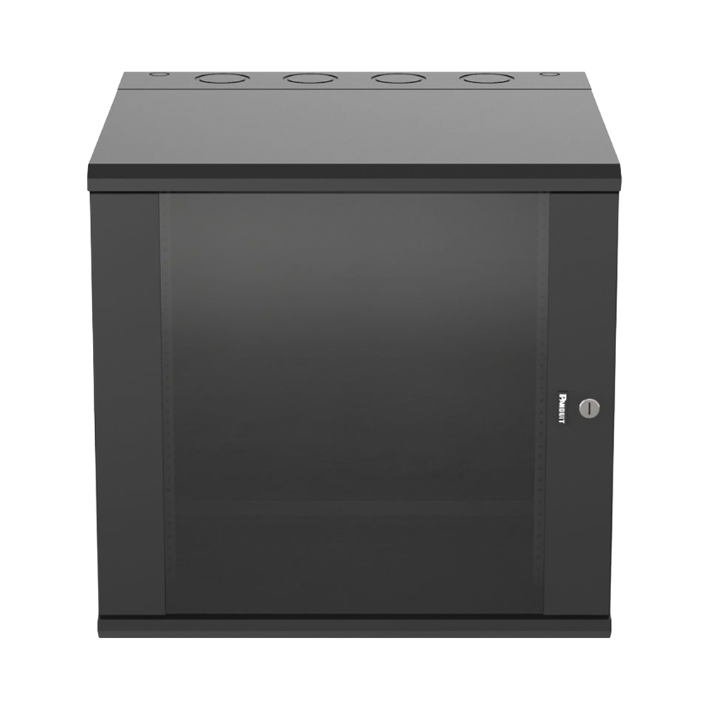 Gabinete PanZone de Montaje en Pared de 19in Puerta con Ventana de Seguridad 12 UR 635mm de Profundidad Color Negro PZWMC12W - SILYMX
