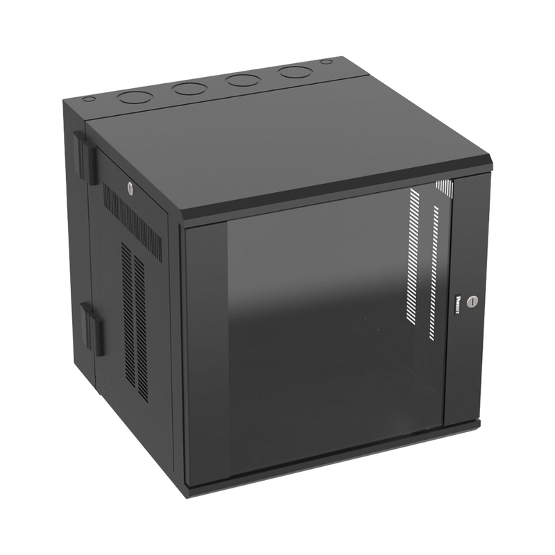 Gabinete PanZone de Montaje en Pared de 19in Puerta con Ventana de Seguridad 12 UR 635mm de Profundidad Color Negro PZWMC12W - SILYMX