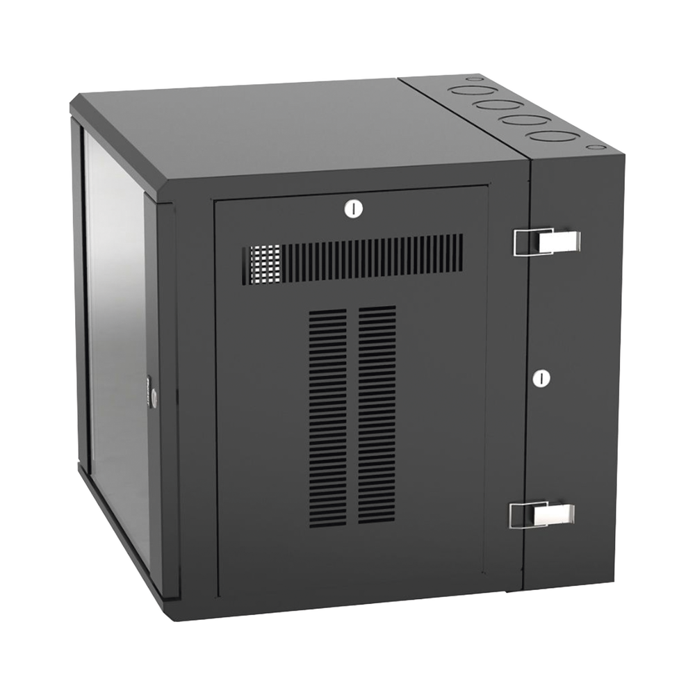 Gabinete PanZone de Montaje en Pared de 19in Puerta con Ventana de Seguridad 12 UR 635mm de Profundidad Color Negro PZWMC12W - SILYMX