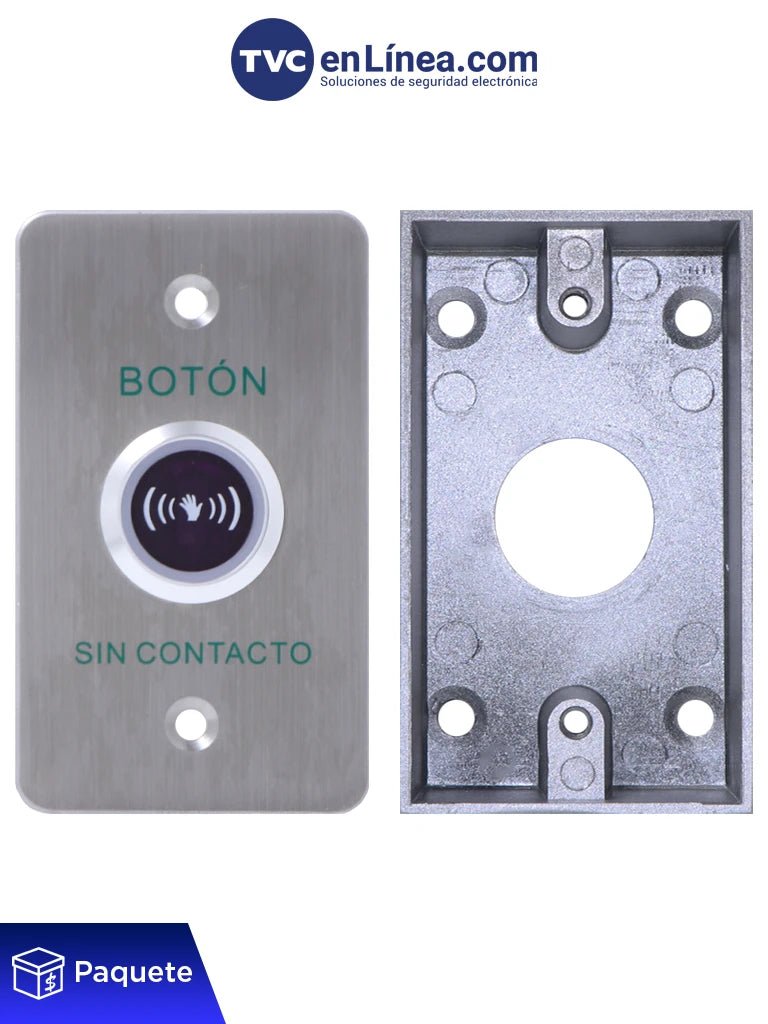 Paquete con Botón de Salida sin Contacto y Caja de Montaje Metálicos KITISK841BLED/MBB800AM - SILYMX