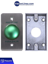 Paquete con Botón de Salida Tipo Hongo y Caja de Montaje Metálicos KIT-PBK-818A/MBB-800A-M - SILYMX
