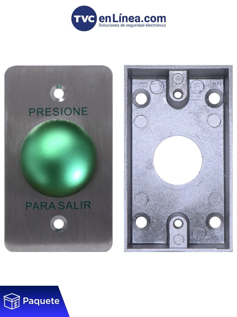 Paquete con Botón de Salida Tipo Hongo y Caja de Montaje Metálicos KIT-PBK-818A/MBB-800A-M - SILYMX