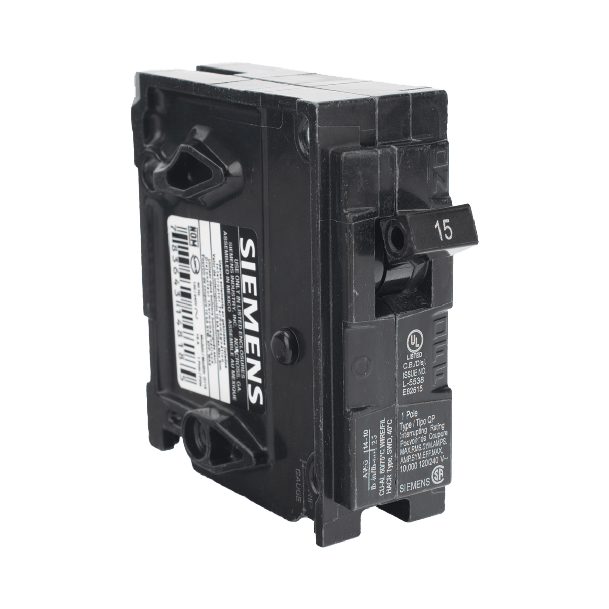 Centros de Carga e InterruptoresSIEMENSQ115SInterruptor automático ITM Termomagnético enchufable tipo QP 1 polo 15 amp - SILYMX